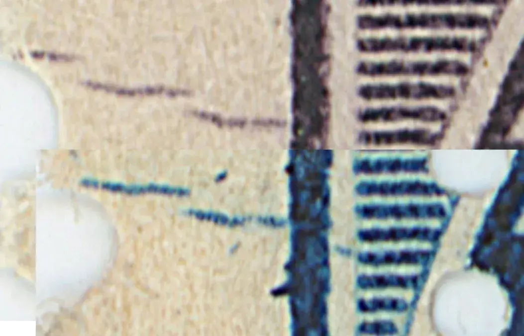 A close-up overlay showing the CPV on both colours